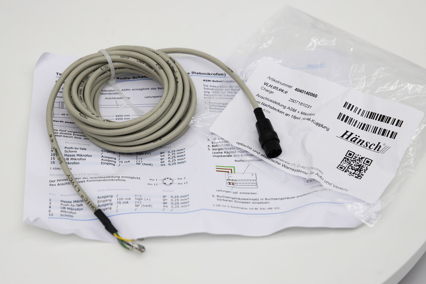 Hänsch Ersatzteil Anschlussleitung für ASM + Mikrofon