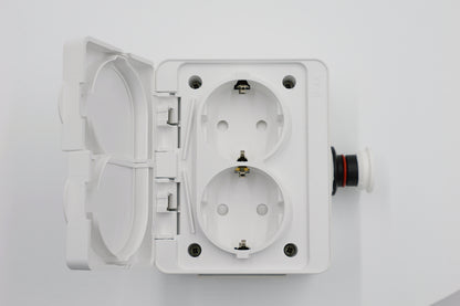 DEFA PlugIn Doppelsteckdose mit Klappdeckel - weiß